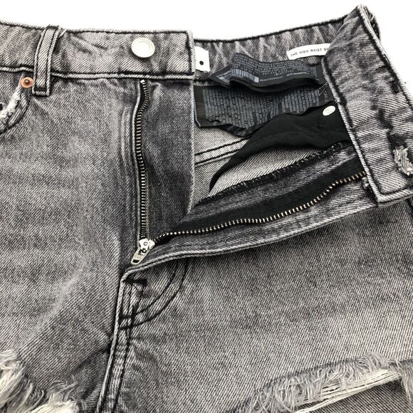 Zara Womens Cut Off Jean Shorts Size 0 High Rise Zip Fly Faded Black Denim - Picture 4 of 7